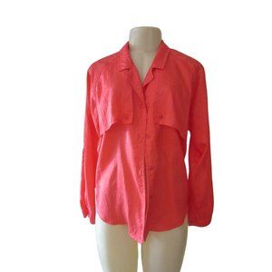 Vintage Diane Von Furstenberg Military Style Coral Long Sleeve Blouse in Sz 6